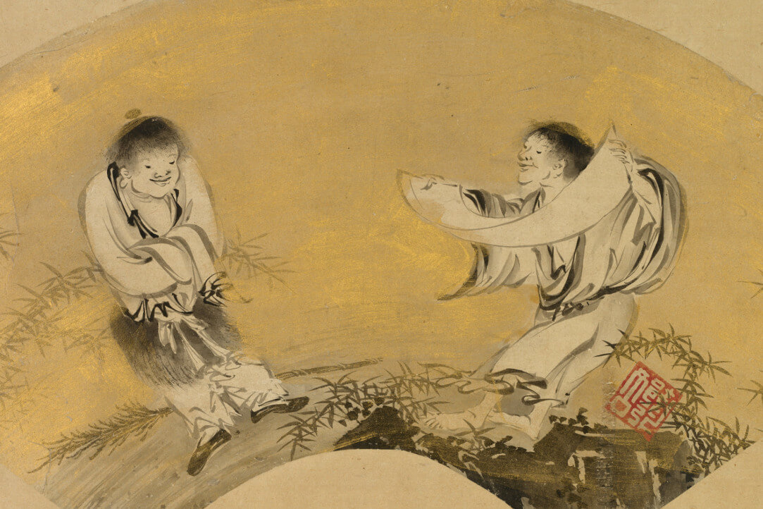 Hanshan and Shide (Kanzan and Jittoku) by Shikibu Terutada